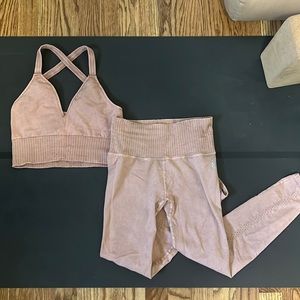 Free People Good Karma sports bra and leggings set, Desert Dune, XS/S, EUC
